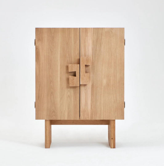Solid Wood Storage Cabinet, Tall 2 Door Sideboard Cabinet with Natural Wood Finish, Wabi Sabi Accent Cabinet for Dining Room, Living Room, Entryway or Bedroom
