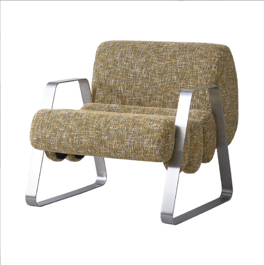 Mustard Cotton Linen Metal Frame Accent Chair for Living Room