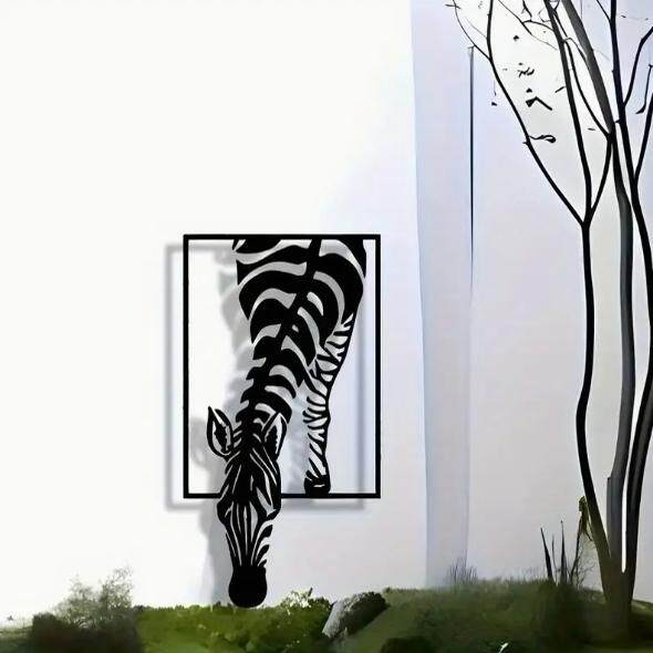 Black Metal Zebra Wall Art, Safari Animal Silhouette Wall Decor, Modern Zebra Head Sculpture for Entryway, Bedroom, Living Room, Hallway, Office, Farmhouse Decor