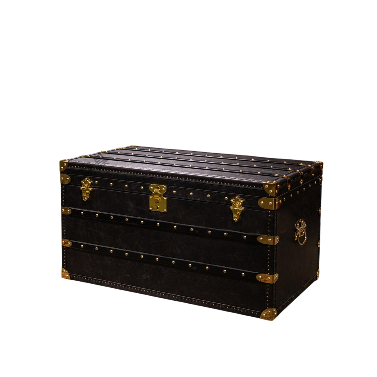 Vintage Trunk Coffee Table, Faux Leather Storage Chest Cocktail Table for Living Room, Cigar Lounge, Office and Lounge Spaces