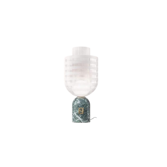 Modern Green Marble Table Lamp with Frosted Glass Shade, Contemporary Bedside Lamp for Bedroom, Living Room, Office, Nightstand, Console Table and Minimalist Home Decor