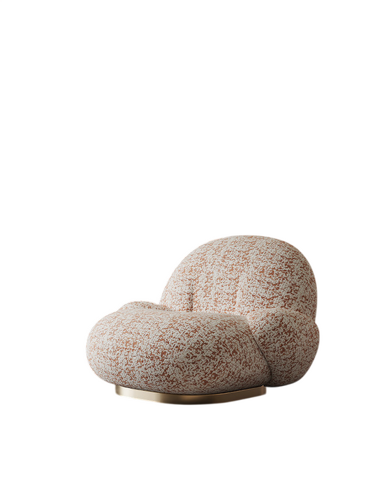 Cream and Terracotta Swivel Accent Chair, Round Upholstered Lounge Chair for Living Room