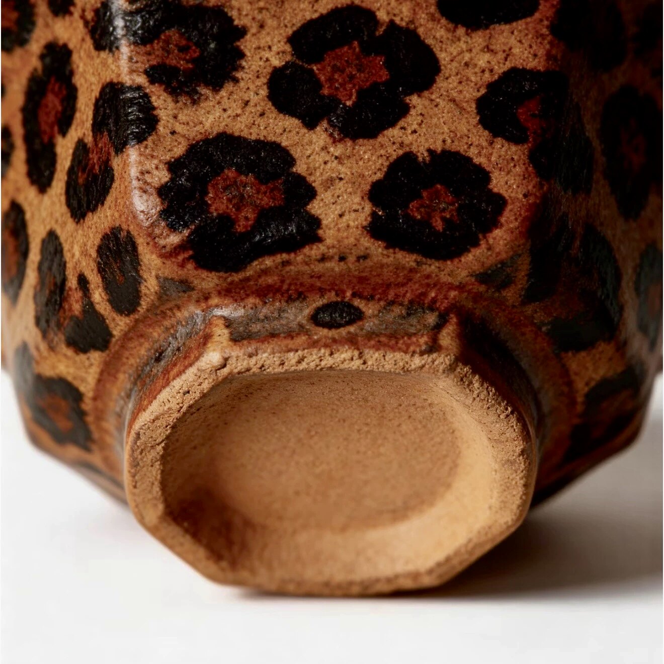Leopard Print Ceramic Cup, Hexagon Floral Tea Cup for Coffee and Water