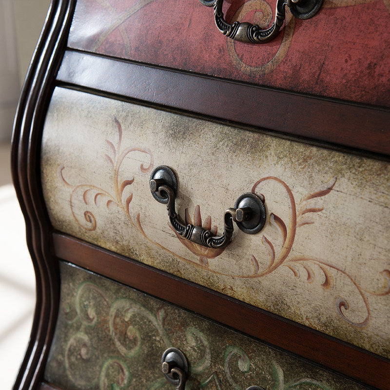 Tall Wood Chest of 7 Drawers, Multicolor Painted Storage Cabinet