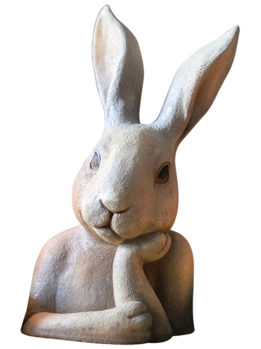 Large Rabbit Bust Sculpture, Modern Bunny Statue, Stone Look Animal Figurine for Entryway, Living Room, Console Table, Garden, Patio, Porch, Housewarming Decor Gift
