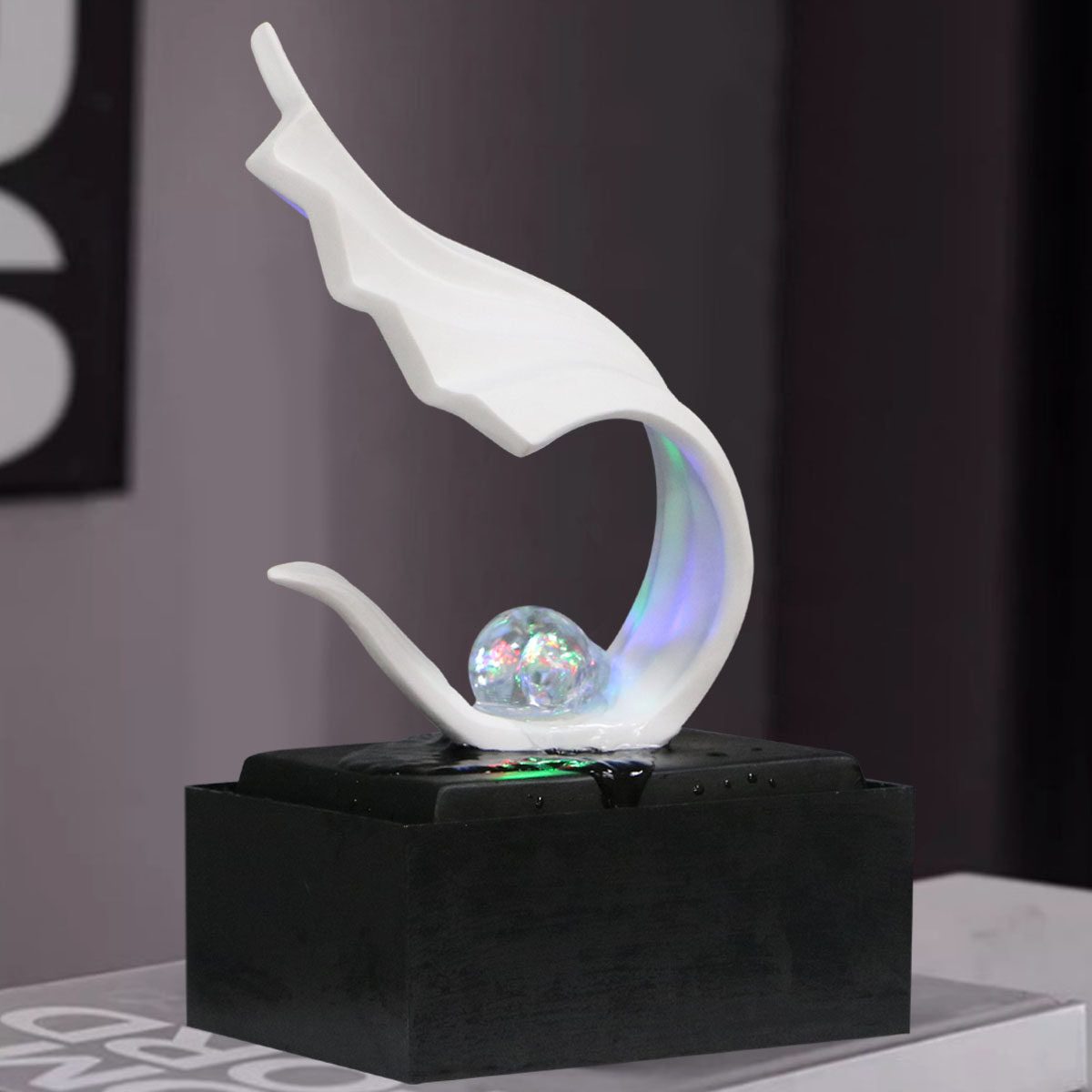 Tabletop Fountain with LED Crystal Ball, Modern Indoor Water Feature Decor