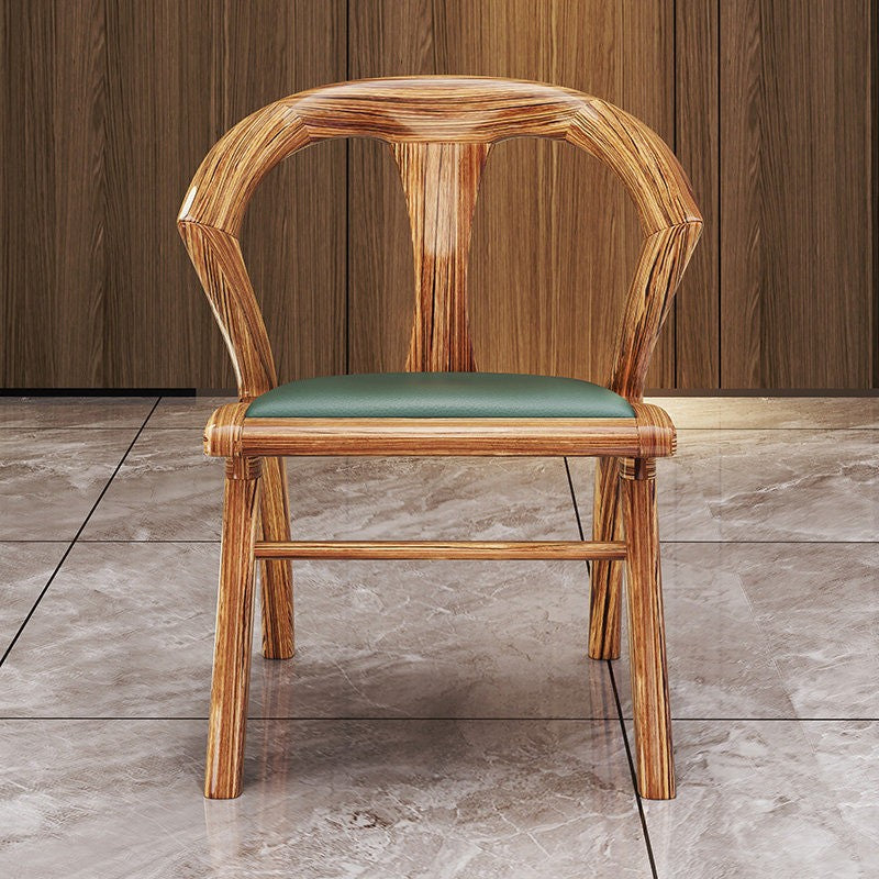 Wenge Wood Leather Dining Chair, Modern Curved Solid Wood Side Chair for Dining Room, Kitchen, Restaurant &amp; Office