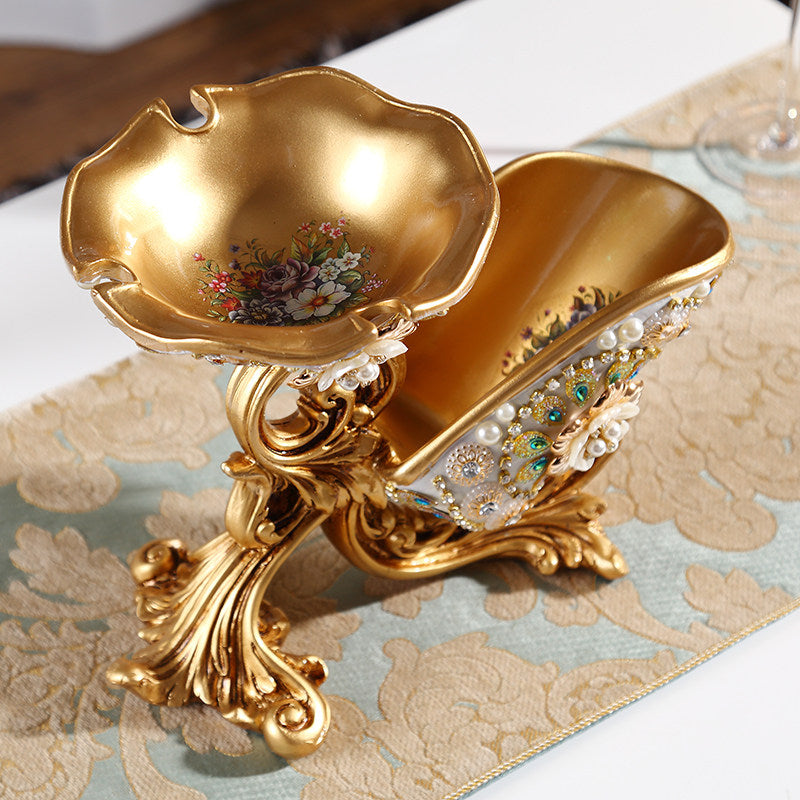 Peacock Decorative Wine Glass Holder, Gold Resin Stemware Rack with Snack Tray, European Style Tabletop Bar Display Stand for Wine Glasses, Candy, Nuts, Dining Room, Bar Cart, Home Decor