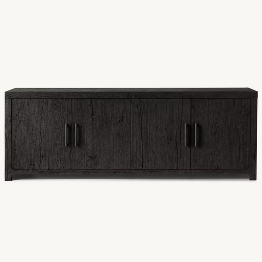 Dark Wood Sideboard Buffet Cabinet, 2-Door Solid Wood Storage Credenza TV Console for Dining Room, Living Room, Hotel, Villa, Entryway