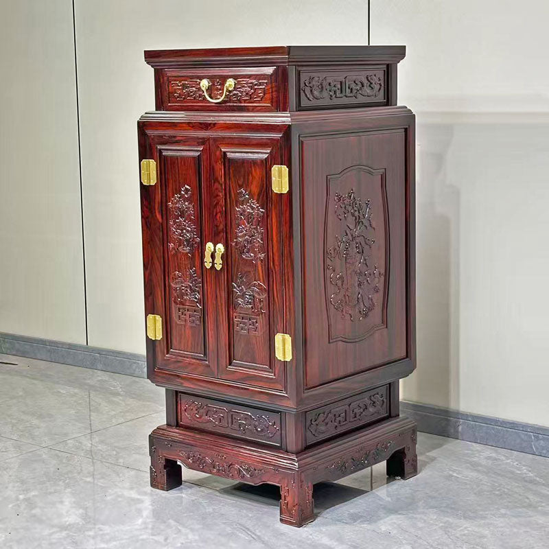 Indian Rosewood Accent Cabinet, 2 Doors and Drawer