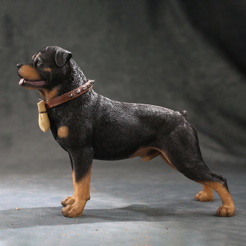 1:6 Scale Rottweiler Dog Figure, Realistic Standing Short Tail Dog Figurine, Hand Painted Collectible Animal Statue, Police Dog Model for Desk Display, Shelf Decor, Action Figure Accessories