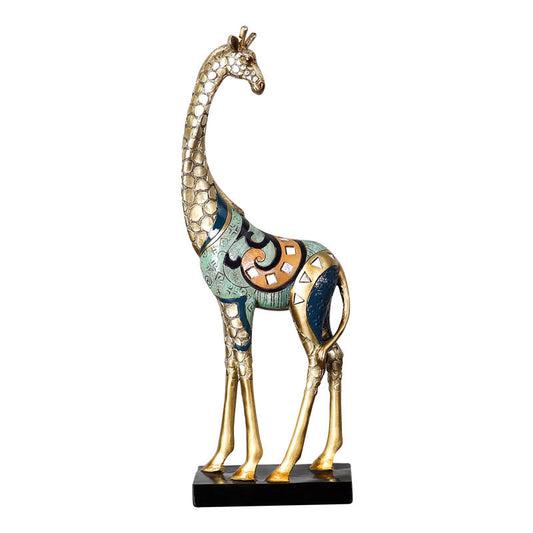 Decorative Giraffe Figurine, Gold Mosaic Tabletop Sculpture