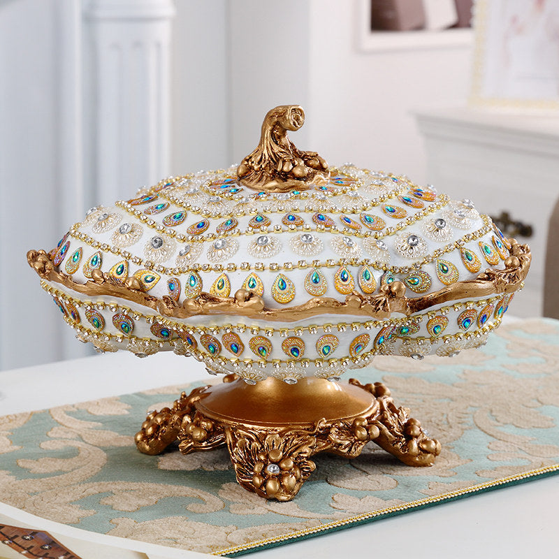 Luxury Covered Divided Candy Dish, Rotating 6-Section Dry Fruit Tray with Lid, Decorative Footed Snack Serving Bowl for Coffee Table, Living Room, Tea Table, Nuts, Candy, Cookies, Dried Fruit