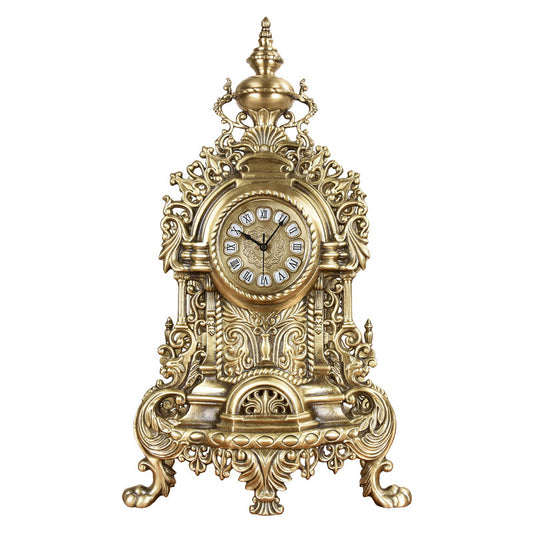 Large Brass Mantel Clock with Roman Numerals, Ornate Table Clock