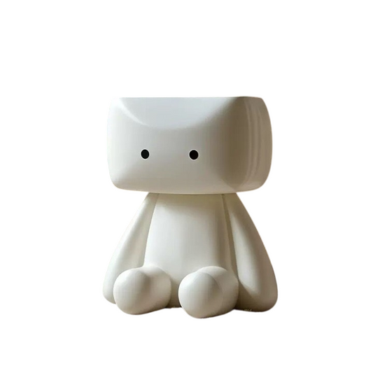 White Robot Side Table, Sculptural Accent Stand, 15.7 Inch