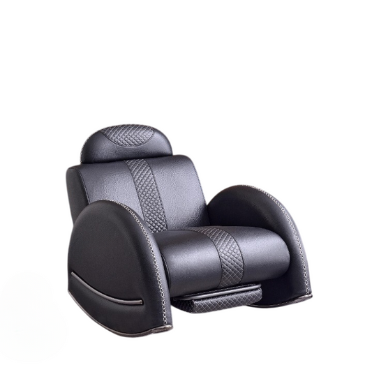 Black Leather Recliner Accent Chair with Extendable Footrest, Upholstered Lounge Chair for Living Room, Bedroom, Office, Home Theater and Reading Room