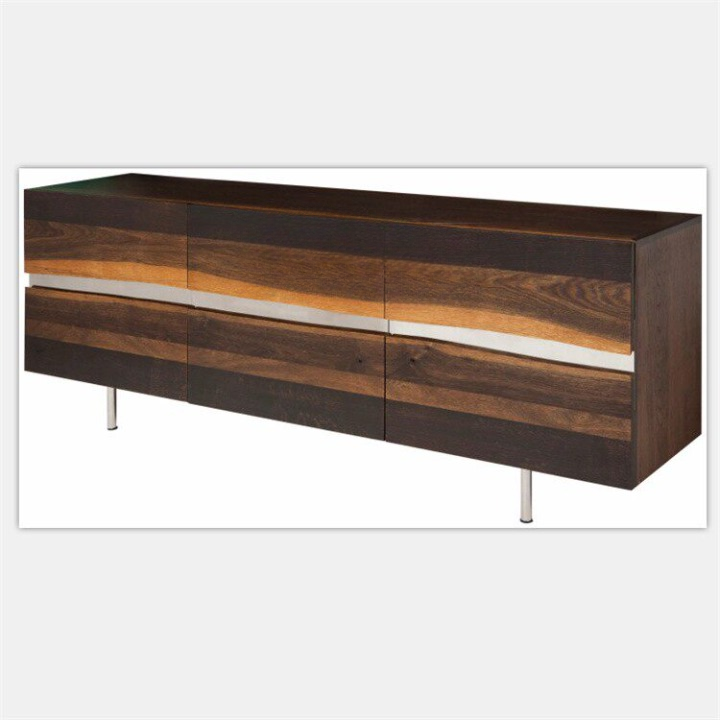 Vintage Walnut Finish Storage Coffee Table, Low Media Console TV Stand Cabinet for Living Room, Bedroom, Apartment, Small Space Entertainment Center