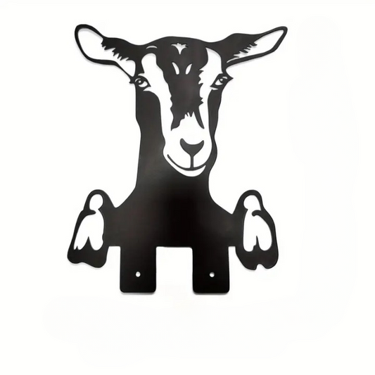 Black Metal Goat Fence Topper, Peeking Goat Head Silhouette Yard Decor, Rustic Farmhouse Outdoor Wall Art for Garden Fence, Barn, Ranch, Patio, Farm Animal Decor