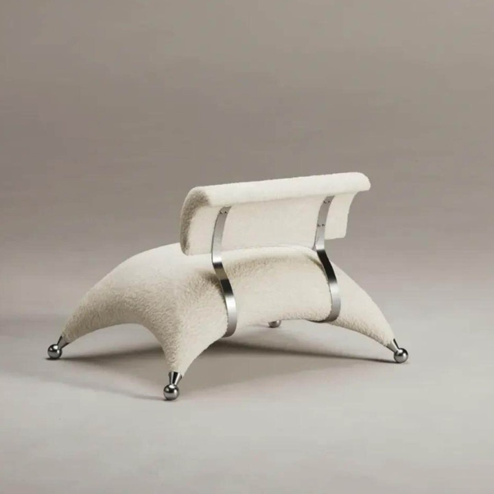Modern White Boucle Lounge Chair, Gold Metal Frame Accent Chair, Upholstered Single Sofa Chair for Living Room, Bedroom, Hotel Lobby, Reception, Reading Nook