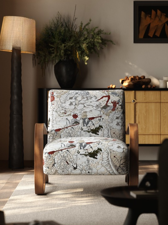 Floral Rocking Accent Chair, Upholstered Lounge Armchair with Curved Wood Frame, Vintage Style Single Sofa Chair for Living Room, Bedroom, Balcony and Reading Nook