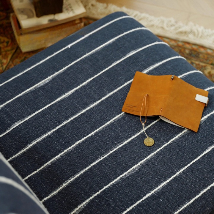 Navy Blue Folding Floor Chair, Adjustable Striped Lounge Sofa