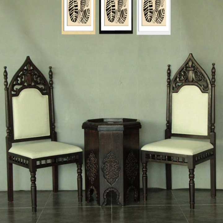 Hand-Carved Solid Wood Pedestal Side Table, Ornate Square Accent Stand with Pierced Floral Panels and Dark Brown Finish for Living Room, Entryway or Bedroom