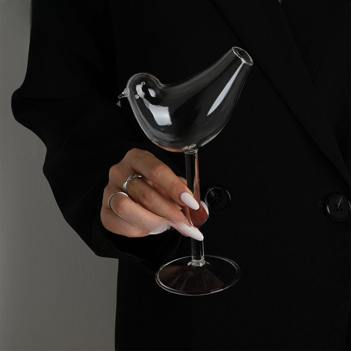 Bird Shaped Cocktail Glass, 5.4 oz Vintage Style Stemmed Glass, Clear Novelty Goblet for Cocktails, Champagne, Wine, Juice, Dessert Drinks, Parties and Home Bar, Set of 1