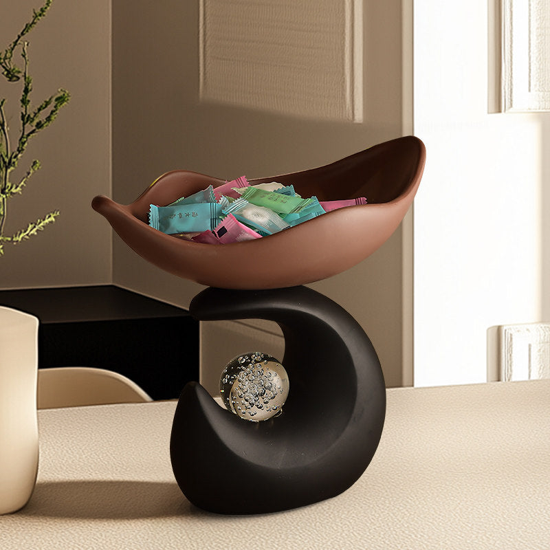 Brown Resin Key Bowl Tray for Entryway Tabletop Storage