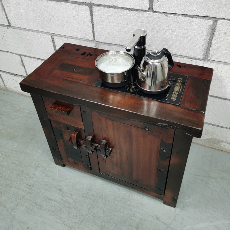 Reclaimed Wood Side Cabinet, Rustic 2 Door Storage Cabinet, Small Solid Wood Buffet Sideboard for Living Room, Dining Room, Kitchen, Tea Room and Entryway