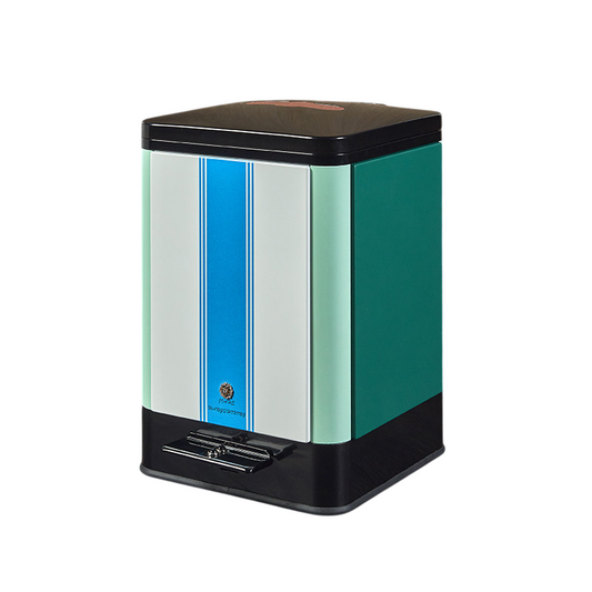 Blue and Black Rectangular Step Trash Can with Lid, Modern Pedal Waste Bin for Kitchen, Bathroom, Living Room, Bedroom, Office, Laundry Room, and Home Garbage Storage