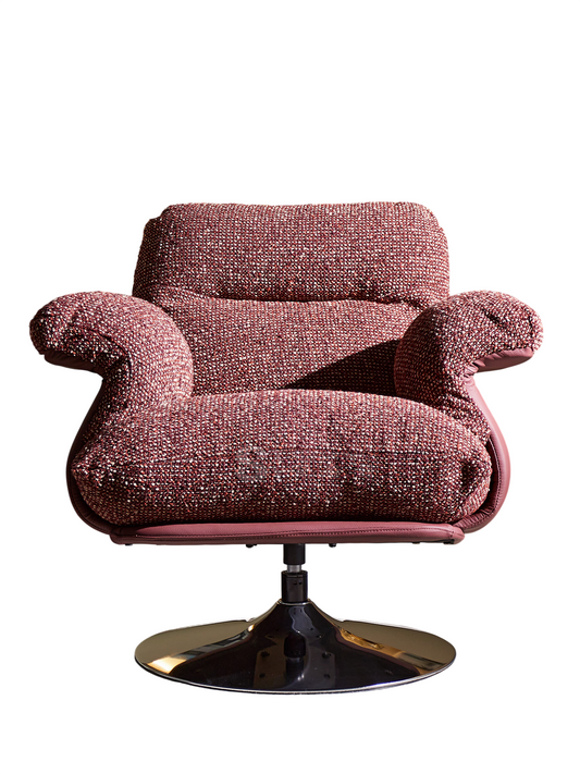 Burgundy Swivel Accent Chair, Upholstered Lounge Chair with Chrome Pedestal Base for Living Room, Bedroom, Reading Nook and Office