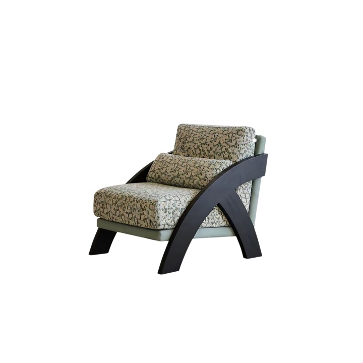 Mid Century Accent Chair, Upholstered Lounge Chair with Solid Ash Wood Frame for Living Room, Bedroom, Hotel and Reception Seating