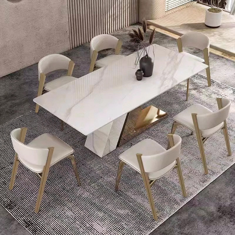 Ivory Microfiber Leather Dining Chair, Upholstered Curved Back Side Chair with Electroplated Gold Metal Legs, Modern Accent Seating for Dining Room, Kitchen, Office and Reception