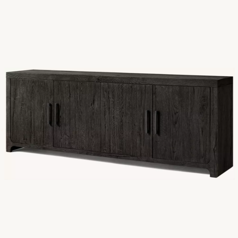 Dark Wood Sideboard Buffet Cabinet, 2-Door Solid Wood Storage Credenza TV Console for Dining Room, Living Room, Hotel, Villa, Entryway