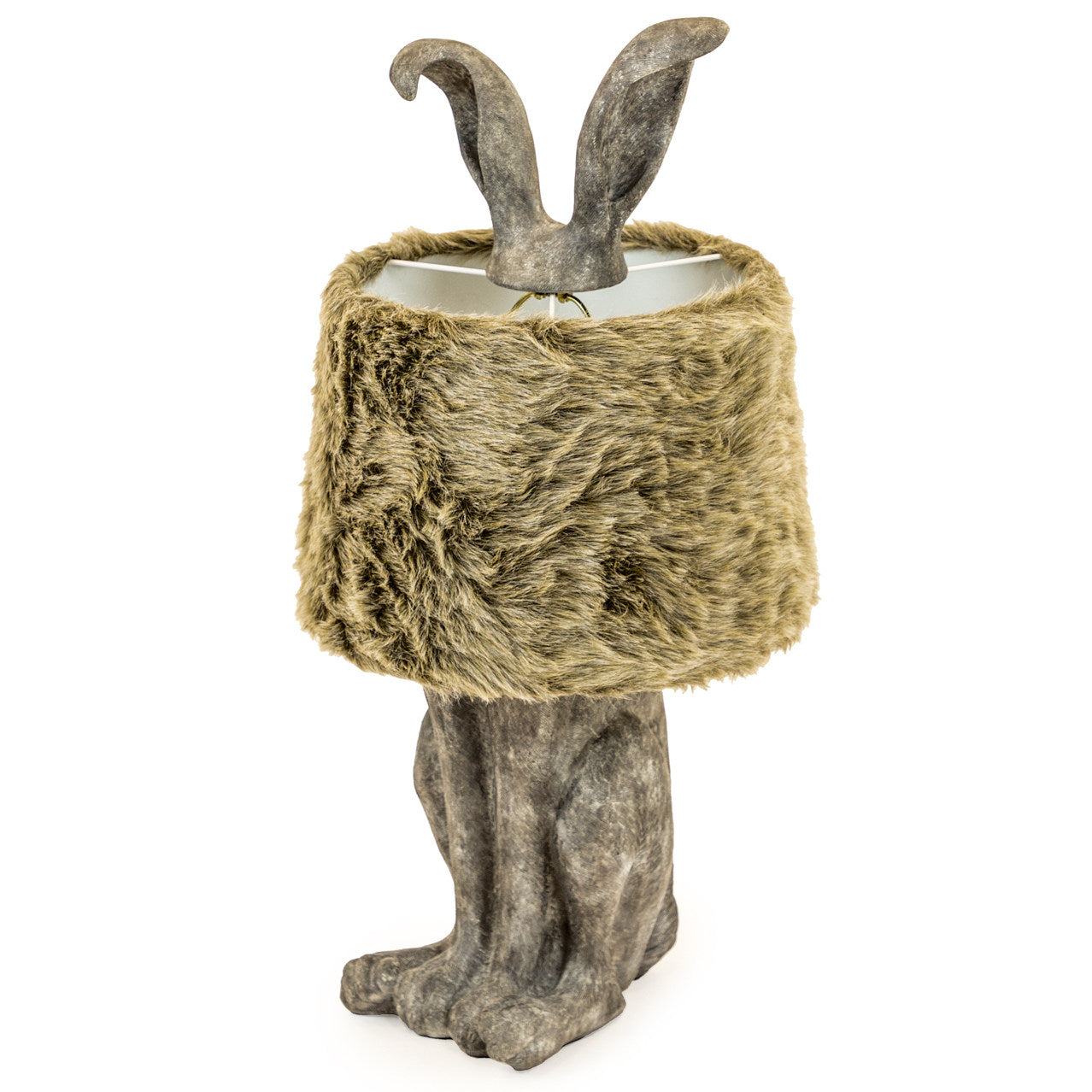 Whimsical Rabbit Table Lamp with Faux Fur Shade – Modern Animal Sculpture Accent Lamp for Bedroom, Nursery, Living Room & Luxury Home Décor