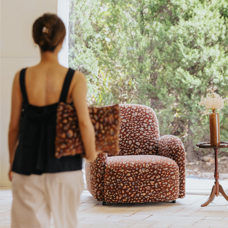 Brown Textured Fabric Accent Chair, Modern Upholstered Armchair