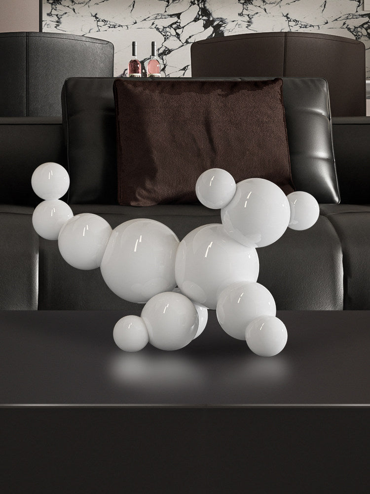 Modern Ceramic Balloon Dog Sculpture, Glossy White Abstract Dog Statue for Living Room, Entryway, TV Console, Bookshelf, Office &amp; Shelf Decor