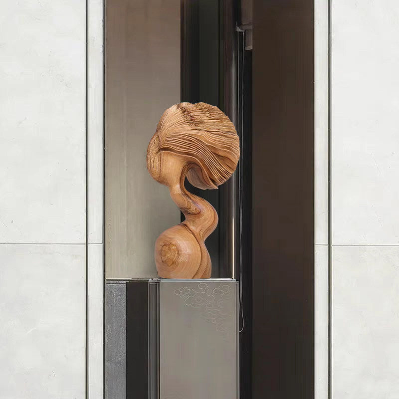 Large Abstract Solid Wood Sculpture, Organic Floor Art Decor