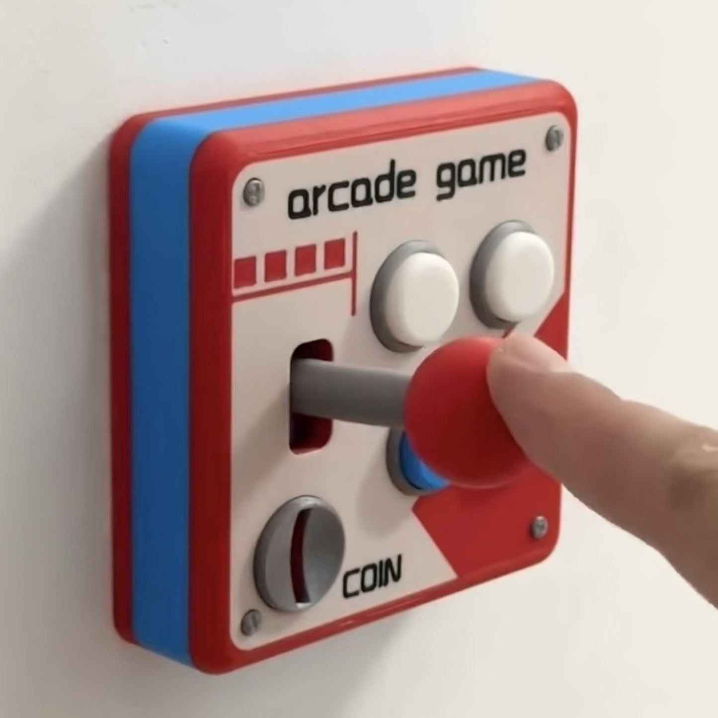 Retro Arcade Joystick Light Switch Cover, Wall Switch Decorative Panel, 3D Printed Game Room Wall Plate Decor with Buttons and Coin Slot Detail, Fun Switch Cover for Bedroom, Playroom, Office, and Gaming Room