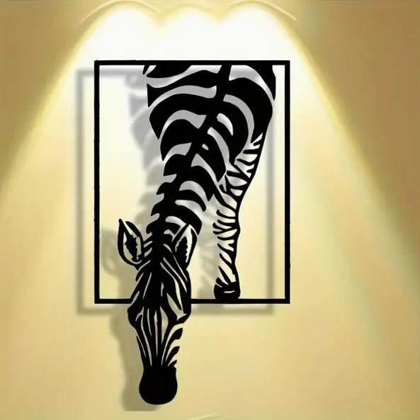 Black Metal Zebra Wall Art, Safari Animal Silhouette Wall Decor, Modern Zebra Head Sculpture for Entryway, Bedroom, Living Room, Hallway, Office, Farmhouse Decor