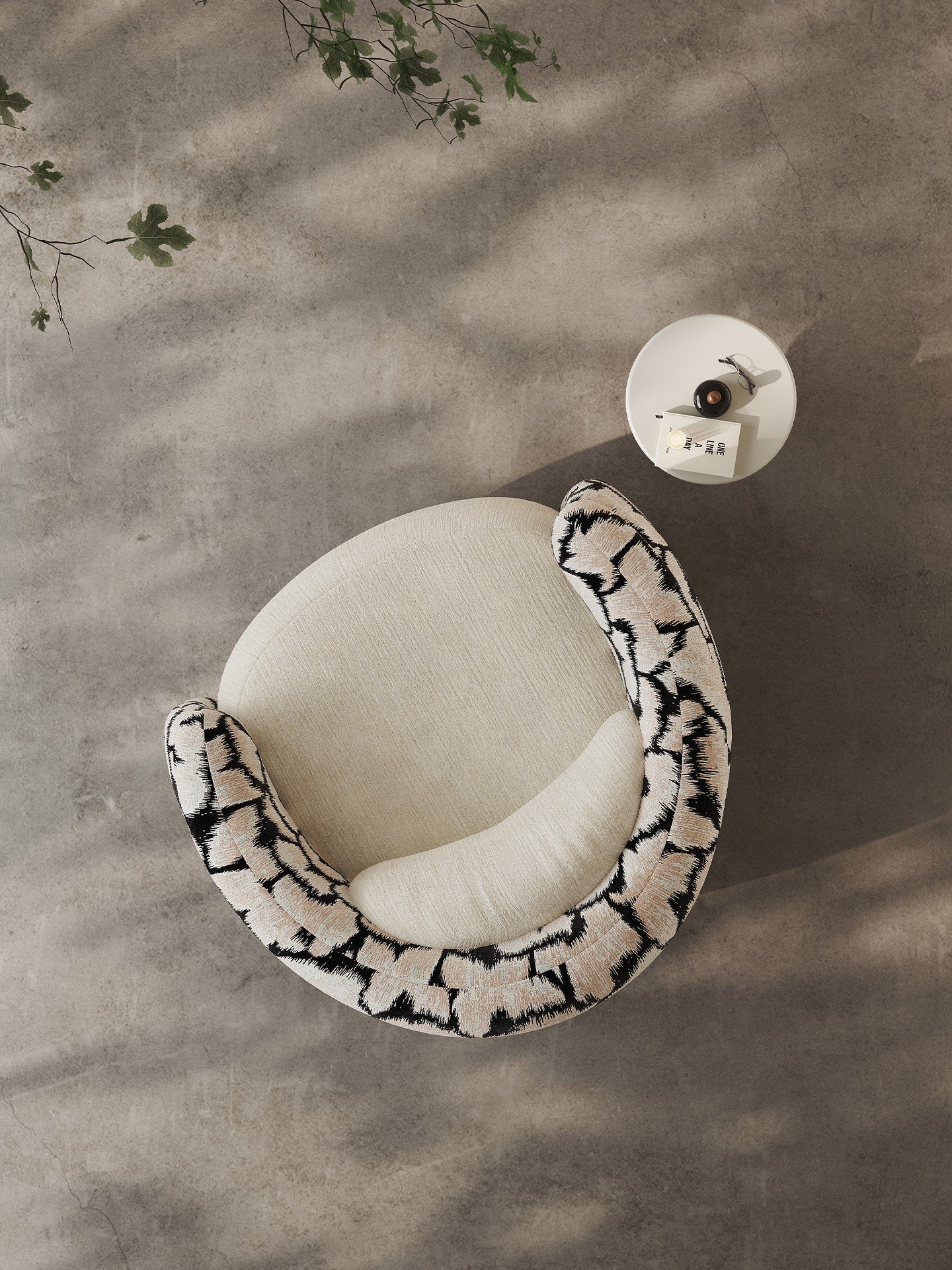 Modern Oversized Accent Chair, Upholstered Barrel Lounge Armchair with Jacquard Fabric, High-Density Foam Cushion and Wraparound Backrest for Living Room, Bedroom, Reading Nook and Office, Black and Cream
