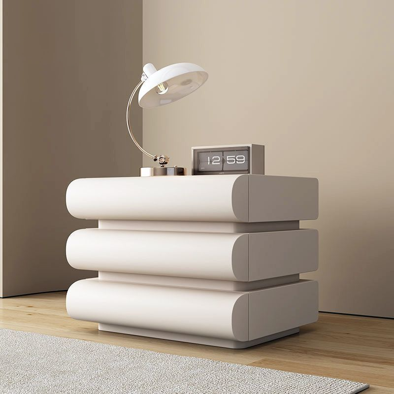 White Wood 3-Drawer Nightstand for Bedroom and Apartment