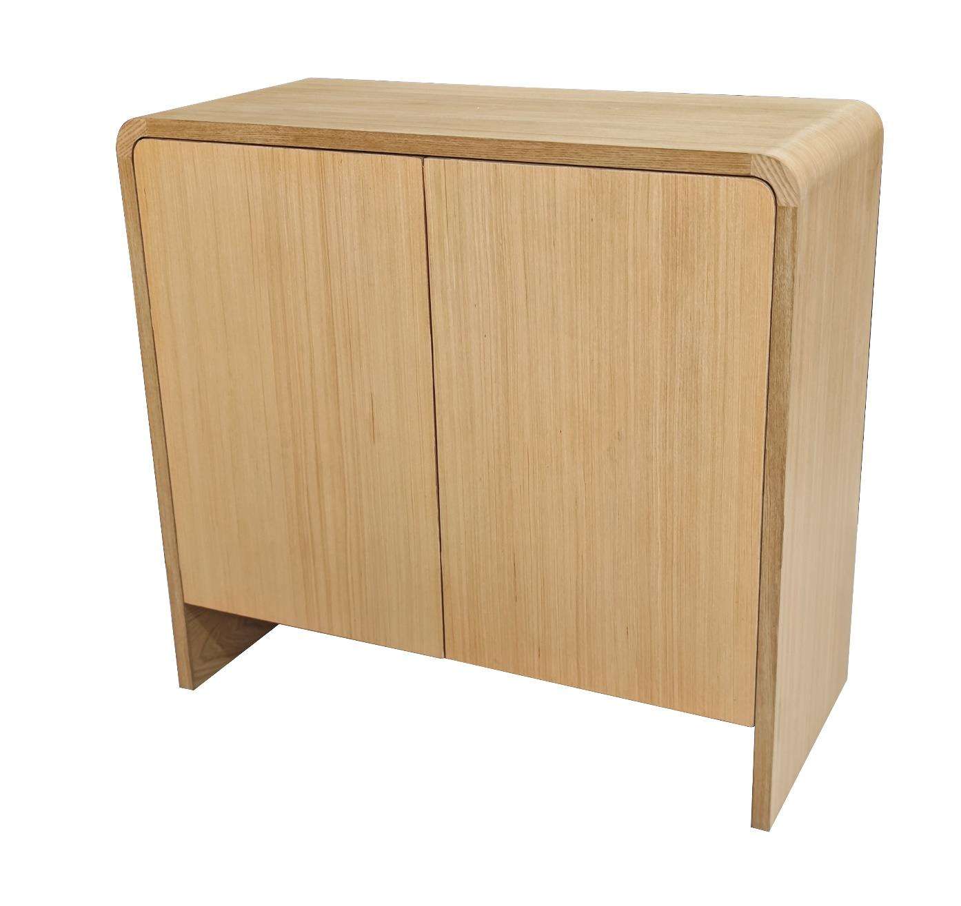 Natural Wood Sideboard Cabinet with 2 Doors and Open Shelf