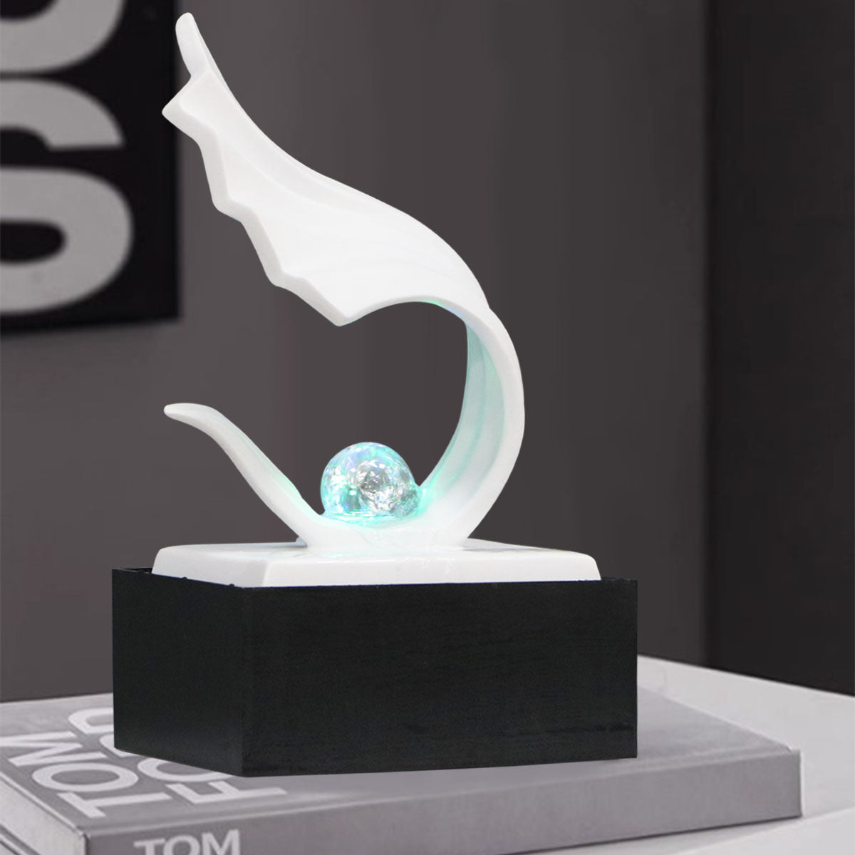 Tabletop Fountain with LED Crystal Ball, Modern Indoor Water Feature Decor
