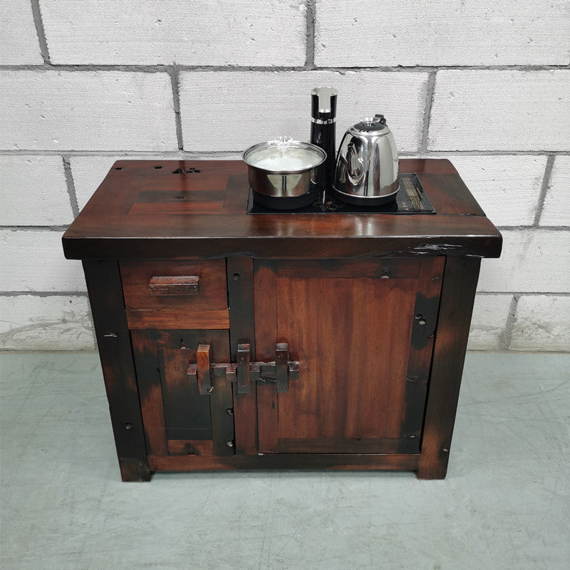 Reclaimed Wood Side Cabinet, Rustic 2 Door Storage Cabinet, Small Solid Wood Buffet Sideboard for Living Room, Dining Room, Kitchen, Tea Room and Entryway