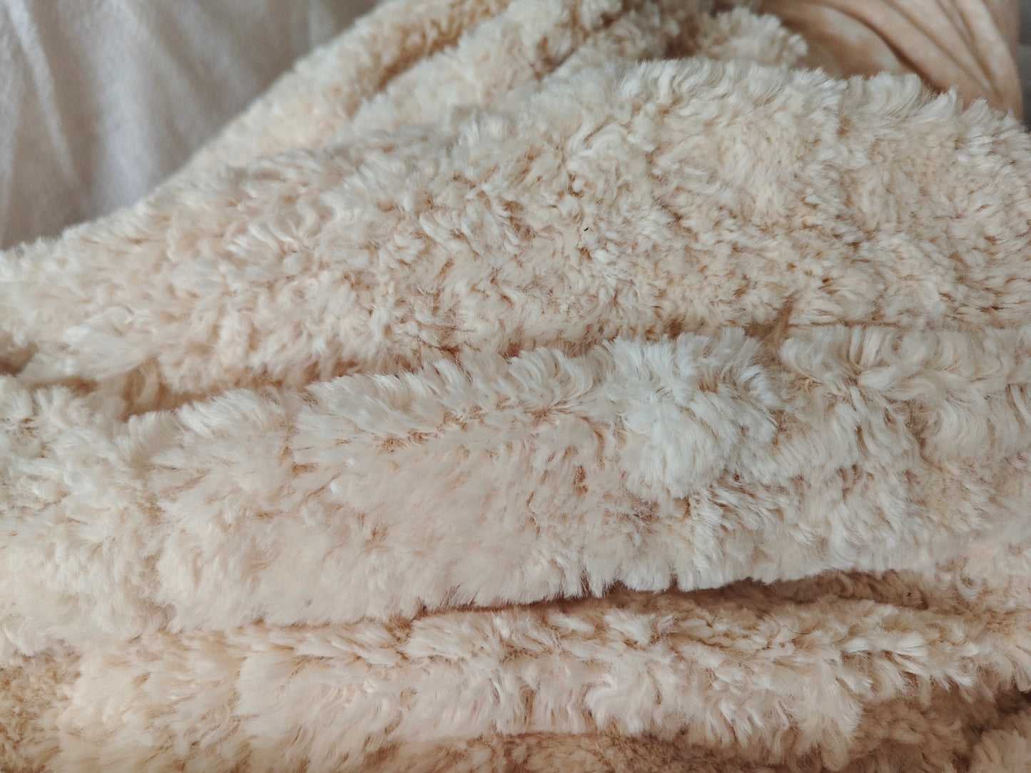 Cream Faux Shearling Fabric, Thick Plush Sherpa Fur Material for Upholstery, Clothing, Shoes, Hats, DIY Crafts, Dolls and Home Textile Projects