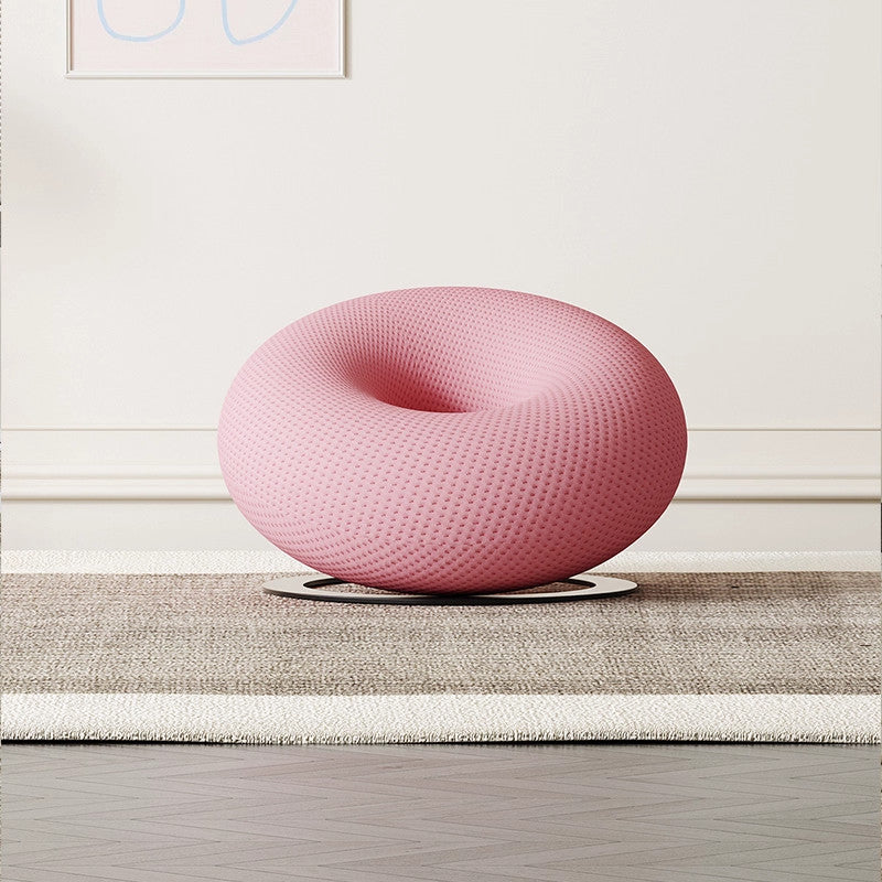 Pink Round Accent Chair, Donut Shaped Lounge Chair, 3D Knit Upholstered Single Sofa Chair for Living Room, Bedroom, Balcony, Reading Nook and Modern Lounge Spaces