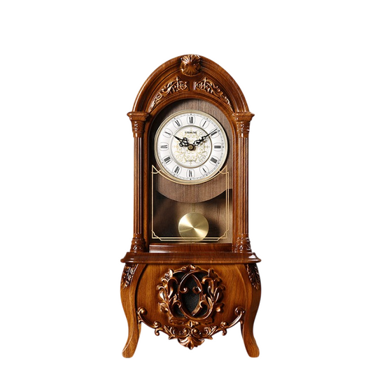 Vintage Pendulum Mantel Clock, Silent Quartz Table Clock, Antique Style Faux Wood Desk Clock with Roman Numeral Dial for Living Room, Bedroom, Fireplace Mantel, Shelf and Gift Decor