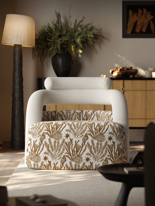Embroidered Accent Chair, French Vintage Upholstered Lounge Chair with Curved Arms for Living Room, Bedroom, Balcony and Reading Nook