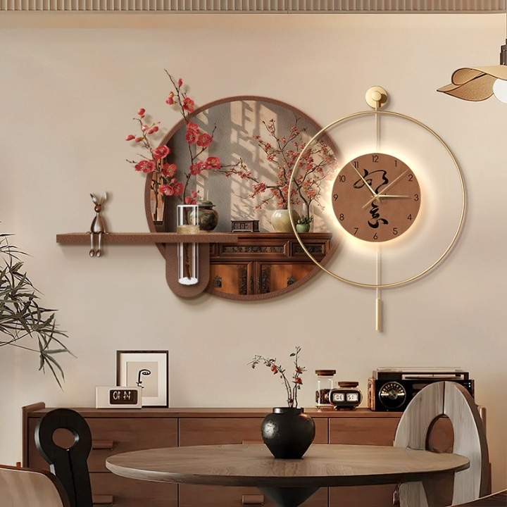 Modern Floral Wall Clock 24 x 20 Inch, 3D Botanical Wall Art with Gold Metal Frame